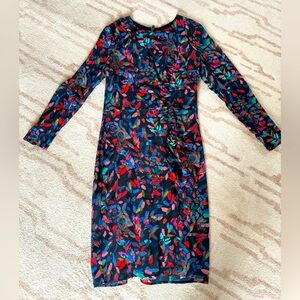 Whistles London Colorful Long Sleeve Rouched Sheath Dress